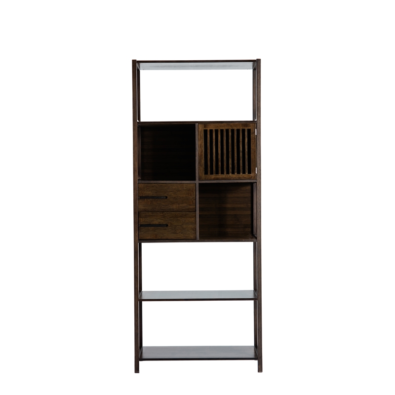 Scranton & Co Bamboo Cabinet Bookcase in Cappuccino Finish