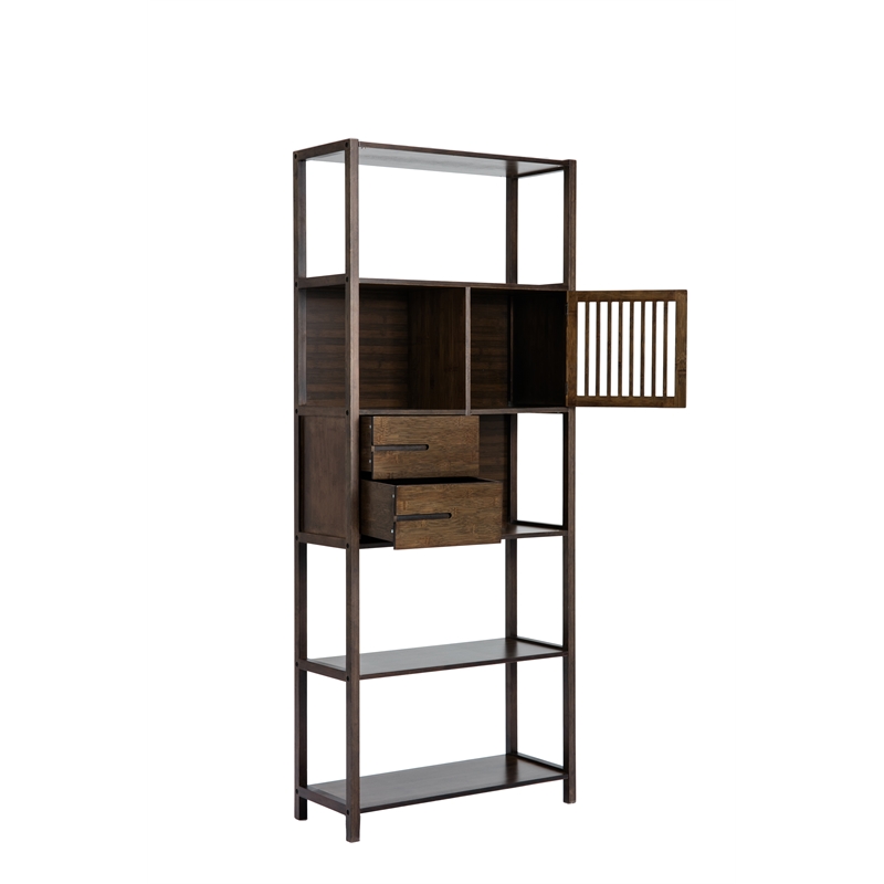 Scranton & Co Bamboo Cabinet Bookcase in Cappuccino Finish