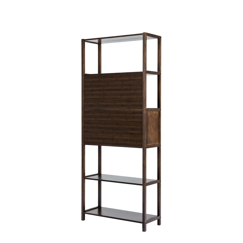 Scranton & Co Bamboo Cabinet Bookcase in Cappuccino Finish