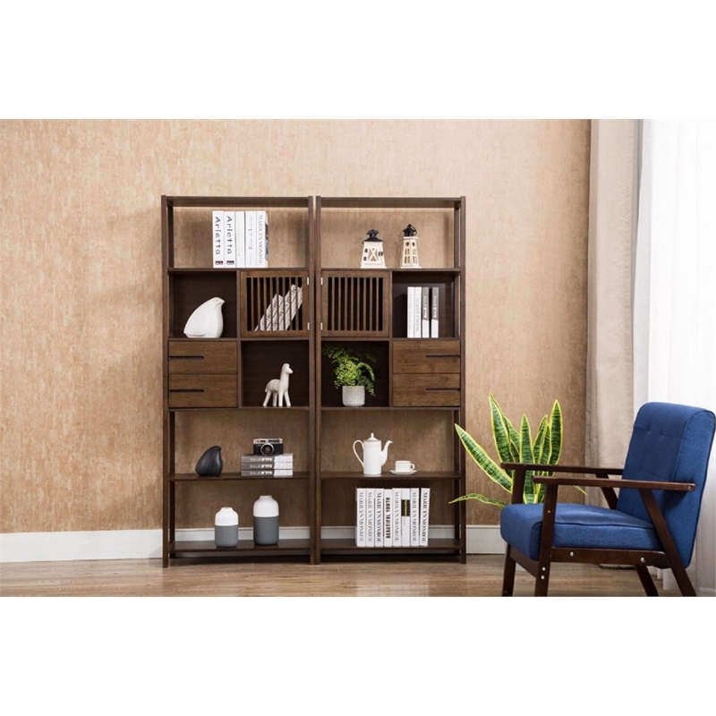 Scranton & Co Bamboo Cabinet Bookcase in Cappuccino Finish