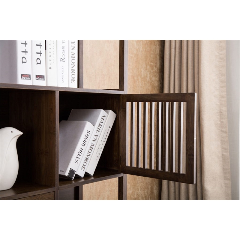 Scranton & Co Bamboo Cabinet Bookcase in Cappuccino Finish