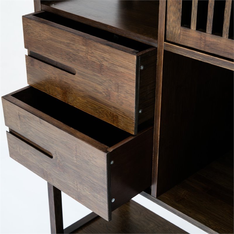 Scranton & Co Bamboo Cabinet Bookcase in Cappuccino Finish