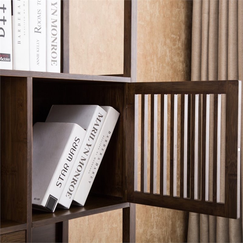 Scranton & Co Bamboo Cabinet Bookcase in Cappuccino Finish
