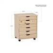 Scranton & Co 6-Drawer Rolling Storage Cart in Unfinished Pine Wood
