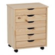 Scranton & Co 6-Drawer Rolling Storage Cart in Unfinished Pine Wood