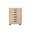 Scranton & Co 6-Drawer Rolling Storage Cart in Unfinished Pine Wood