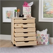 Scranton & Co 6-Drawer Rolling Storage Cart in Unfinished Pine Wood