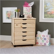 Scranton & Co 6-Drawer Rolling Storage Cart in Unfinished Pine Wood