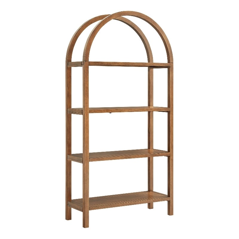 Scranton & Co 72-Inch Arched Bookshelf with 4 Shelves in Walnut Finish