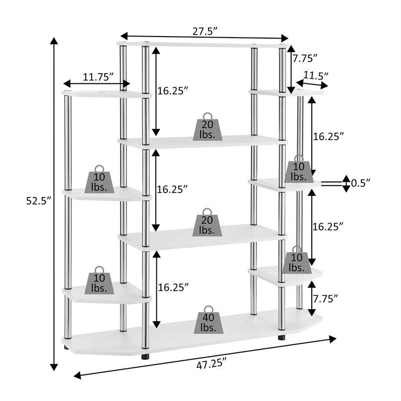 Scranton & Co No-Tools Bookshelf with White Faux Marble Finish