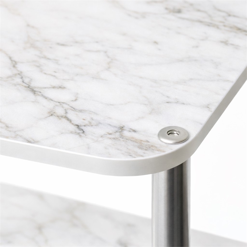 Scranton & Co No-Tools Bookshelf with White Faux Marble Finish
