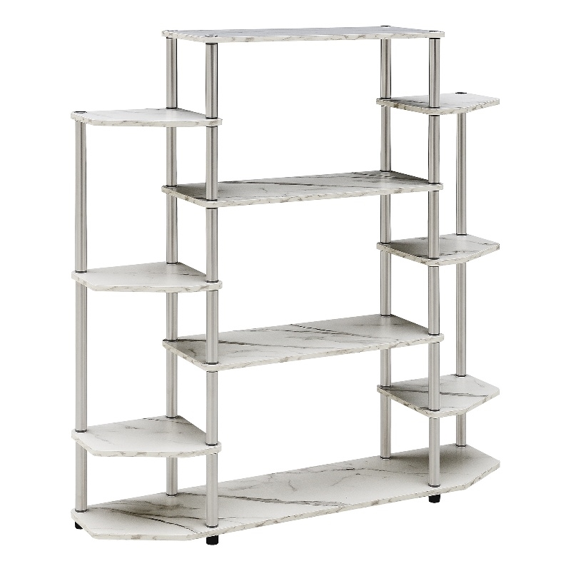 Scranton & Co No-Tools Bookshelf with White Faux Marble Finish