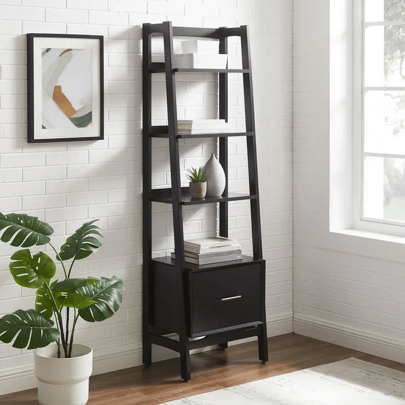 Scranton & Co Small Etagere Bookcase in Matte Black Finish