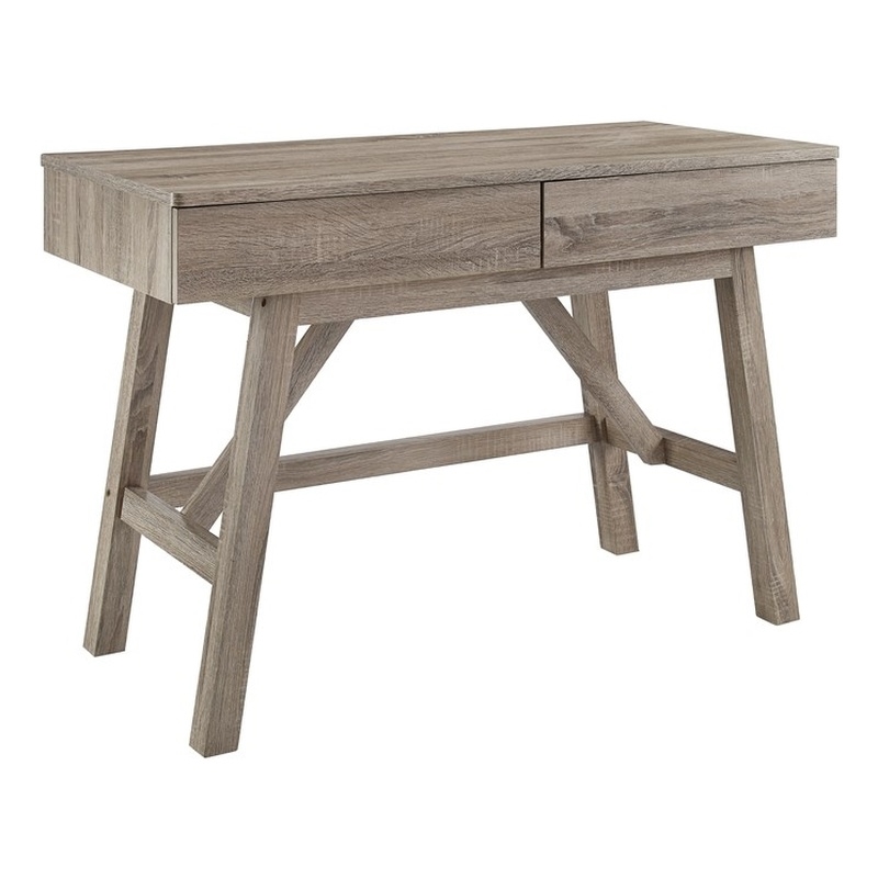 Scranton & Co Greywash 2-Drawer Compact Desk with Paper Veneer Finish