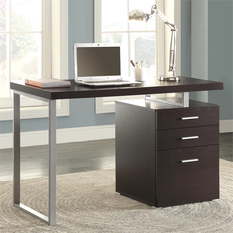 Scranton & Co 47-Inch Office Desk with 3 Drawers in Cappuccino Finish