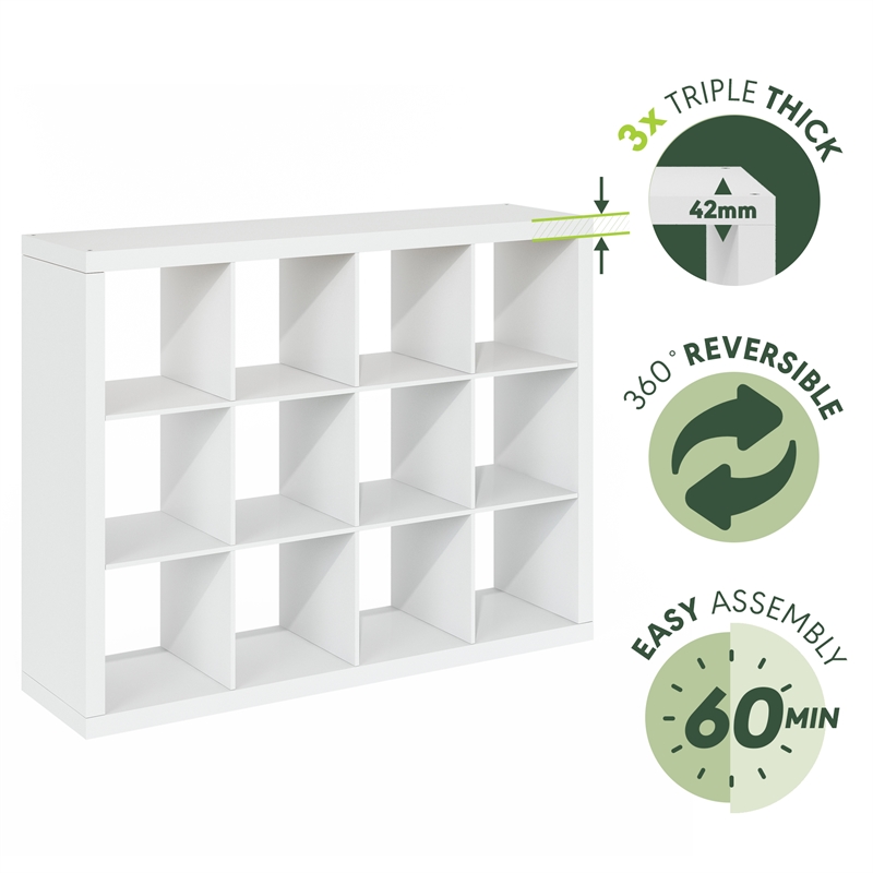Scranton & Co 12-Cube Storage Organizer in Engineered Wood Plain White