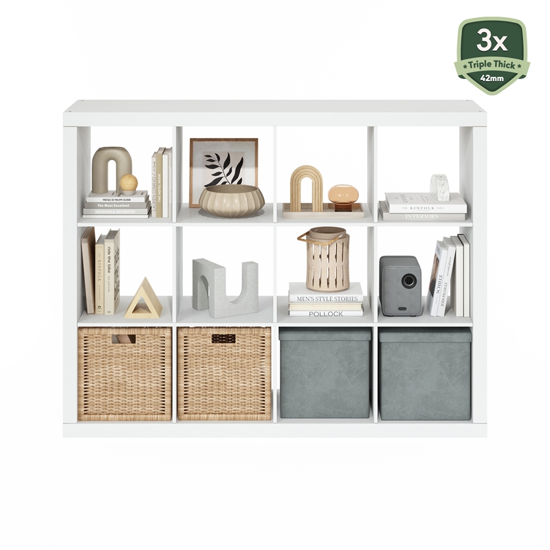 Scranton & Co 12-Cube Storage Organizer in Engineered Wood Plain White