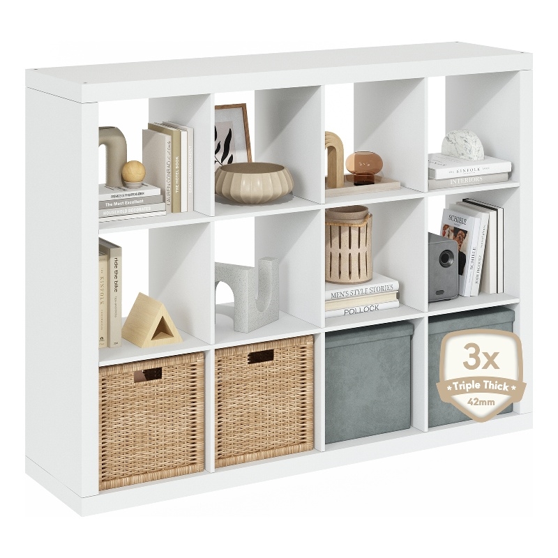 Scranton & Co 12-Cube Storage Organizer in Engineered Wood Plain White