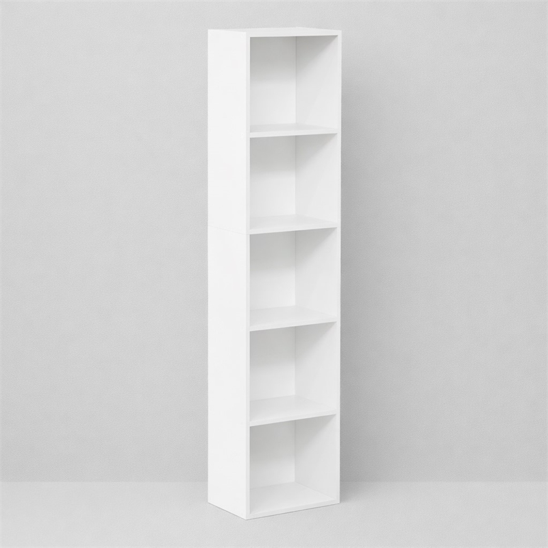 Scranton & Co 5-Tier Open Shelf Bookcase in White in Engineered Wood