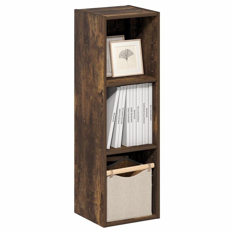Scranton & Co 3-Tier Narrow Bookshelf in Amber Pine Engineered Wood 10-In Width