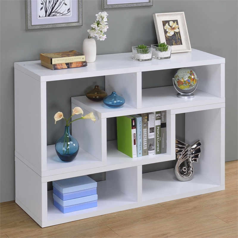 Scranton & Co Multipurpose L-Shaped TV Stand and Bookshelf in White
