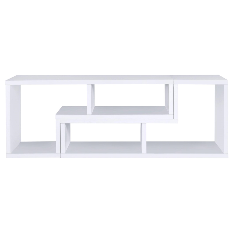 Scranton & Co Multipurpose L-Shaped TV Stand and Bookshelf in White