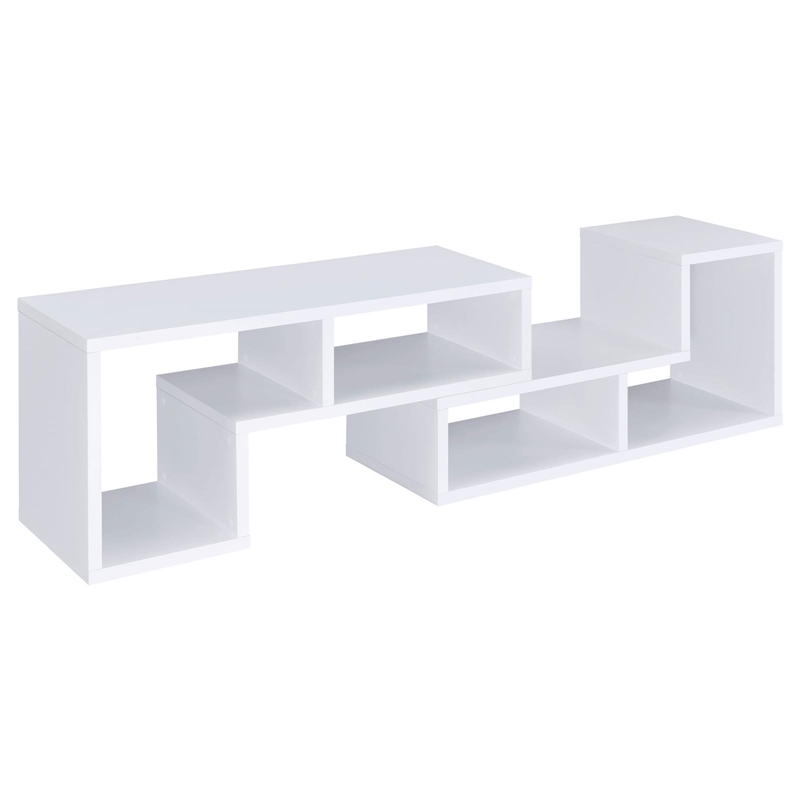 Scranton & Co Multipurpose L-Shaped TV Stand and Bookshelf in White
