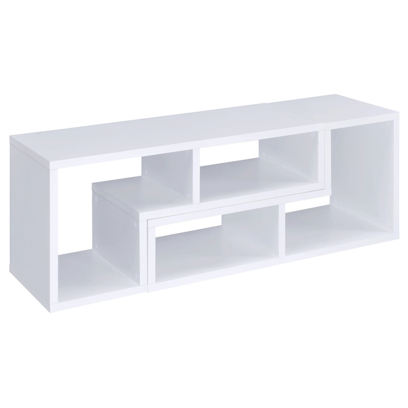 Scranton & Co Multipurpose L-Shaped TV Stand and Bookshelf in White