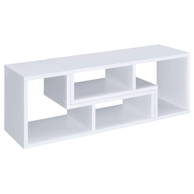 Scranton & Co Multipurpose L-Shaped TV Stand and Bookshelf in White