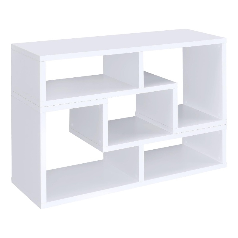 Scranton & Co Multipurpose L-Shaped TV Stand and Bookshelf in White
