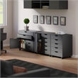 Scranton & Co 3-Piece Engineered Wood Storage Cabinet Set in Black