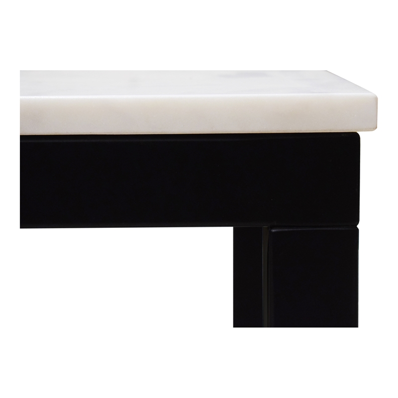 Scranton & Co Natural White Marble Mini Desk with Powder-Coated Frame