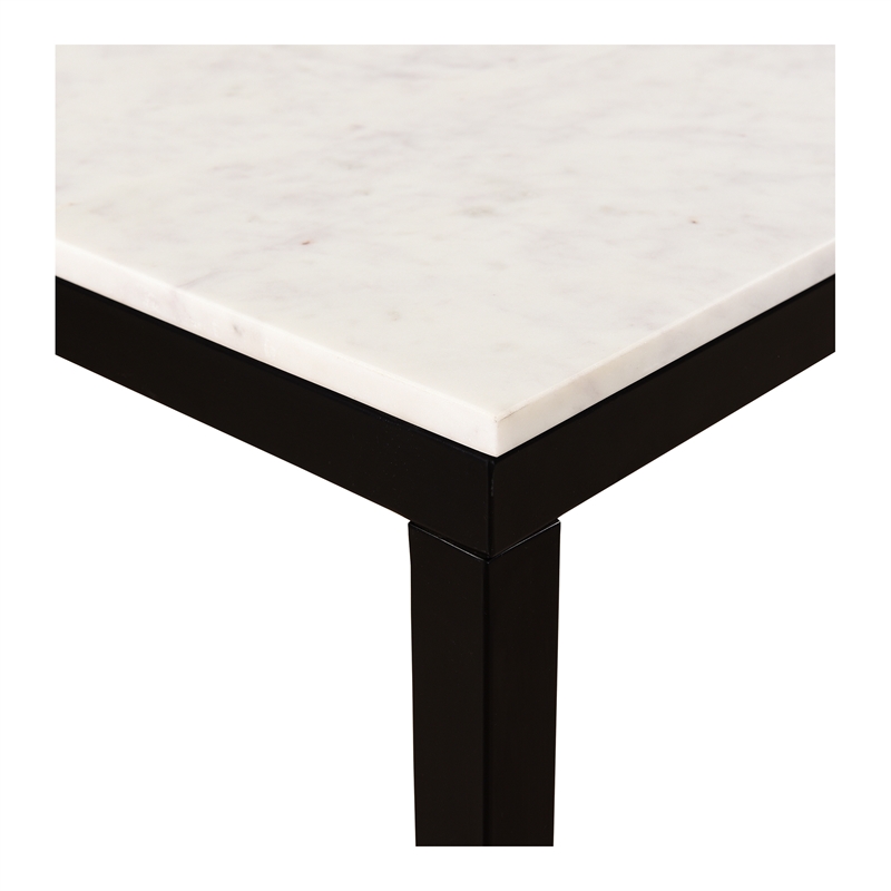Scranton & Co Natural White Marble Mini Desk with Powder-Coated Frame