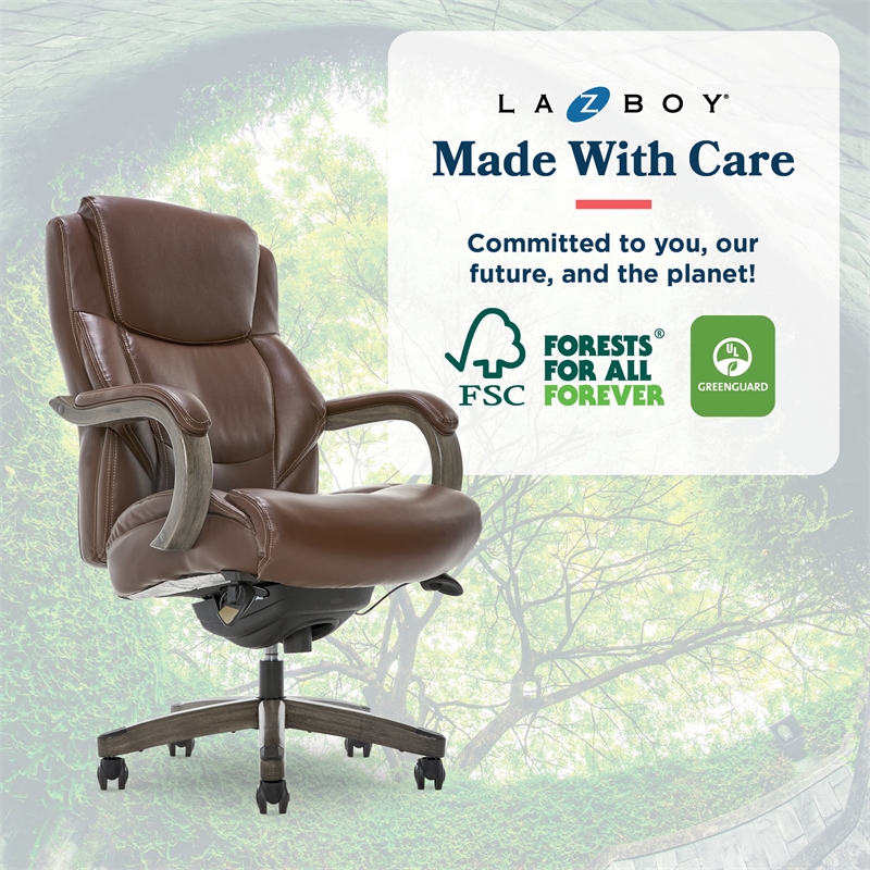 Scranton & Co Big and Tall Executive Office Chair in Weathered Brown Leather