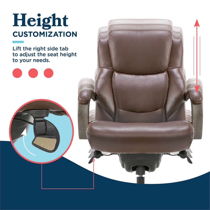 Scranton & Co Big and Tall Executive Office Chair in Weathered Brown Leather