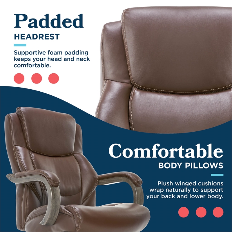 Scranton & Co Big and Tall Executive Office Chair in Weathered Brown Leather