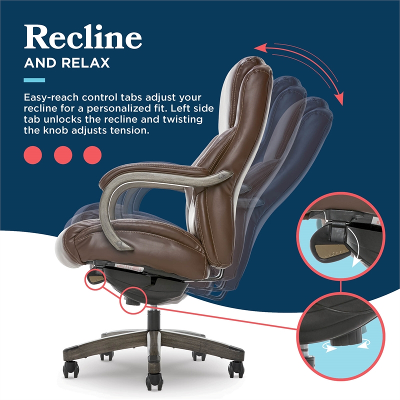 Scranton & Co Big and Tall Executive Office Chair in Weathered Brown Leather