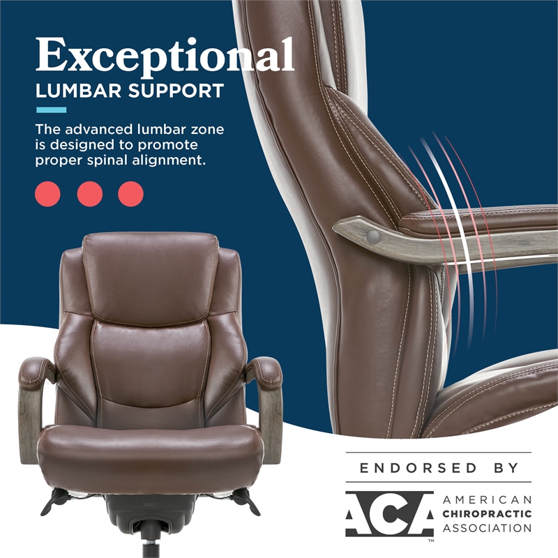 Scranton & Co Big and Tall Executive Office Chair in Weathered Brown Leather