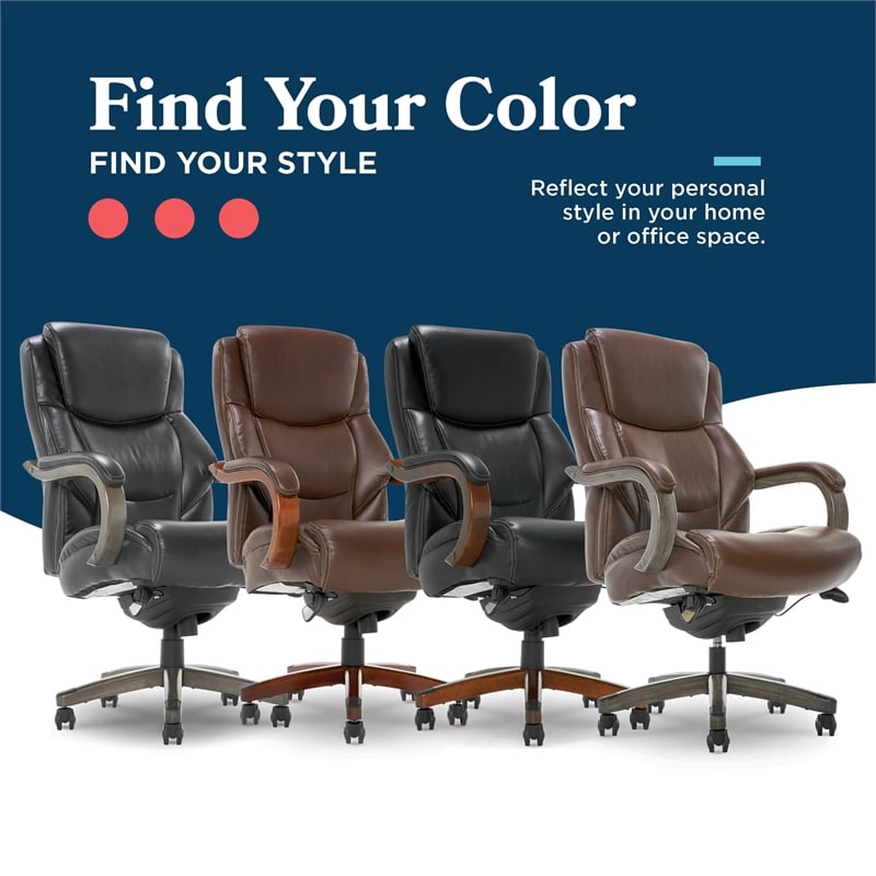 Scranton & Co Big and Tall Executive Office Chair in Weathered Brown Leather