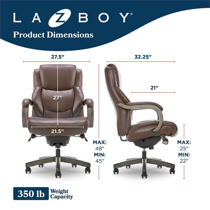 Scranton & Co Big and Tall Executive Office Chair in Weathered Brown Leather
