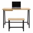 Scranton & Co 2-Piece Metal Writing Desk and Bench with Pencil Drawer in Ash