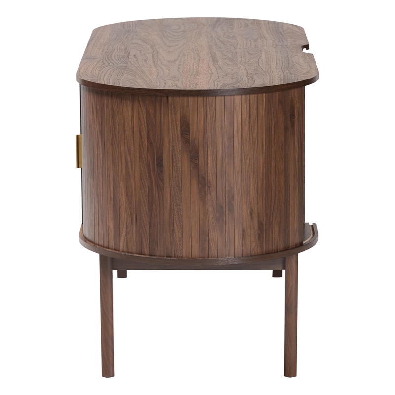 Scranton & Co Wood Writing Desk with Oval Top and Locking Drawer