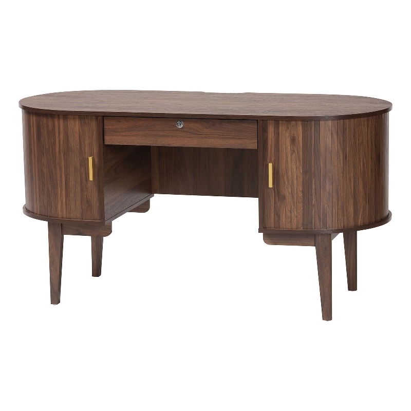 Scranton & Co Wood Writing Desk with Oval Top and Locking Drawer