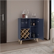 Scranton & Co Low Bar Cabinet with Open Storage in Blue and Walnut