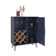 Scranton & Co Low Bar Cabinet with Open Storage in Blue and Walnut