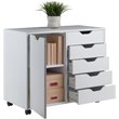 Scranton & Co Mobile 5-Drawer Storage Cabinet with Side Compartments in White