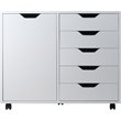 Scranton & Co Mobile 5-Drawer Storage Cabinet with Side Compartments in White