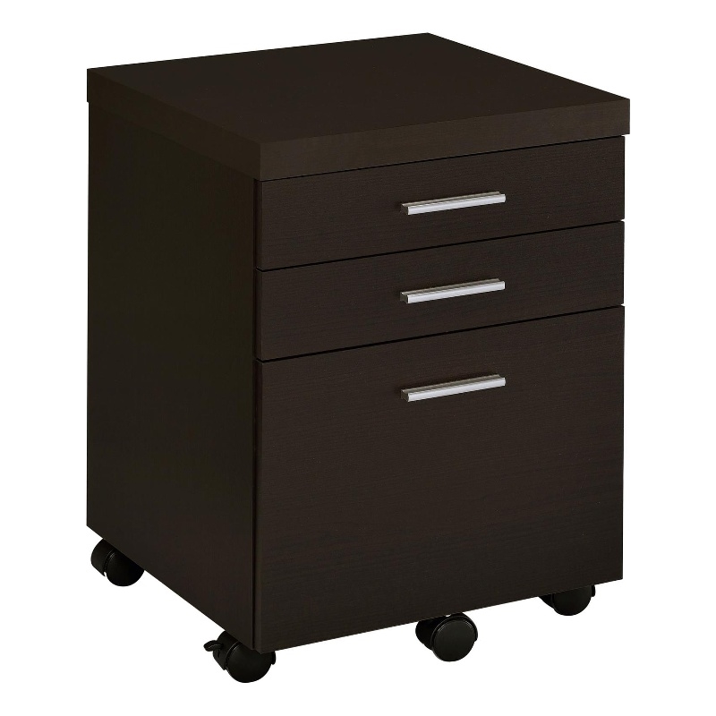 Scranton & Co Mobile 3-Drawer File Cabinet with Casters in Cappuccino