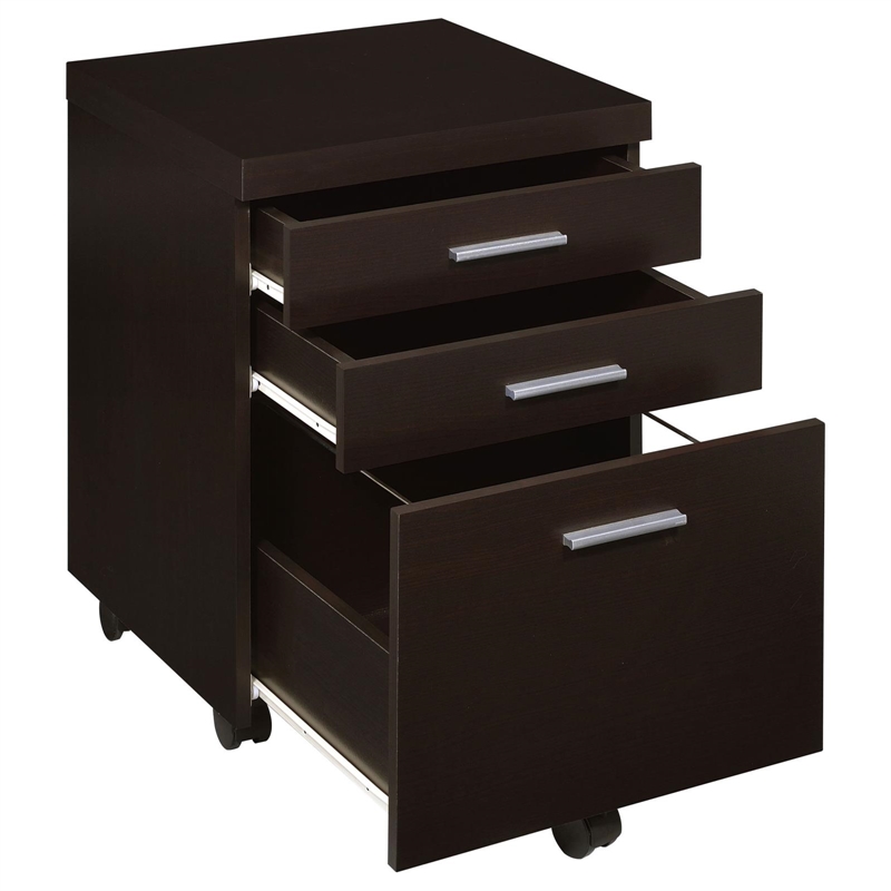 Scranton & Co Mobile 3-Drawer File Cabinet with Casters in Cappuccino