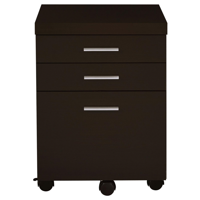 Scranton & Co Mobile 3-Drawer File Cabinet with Casters in Cappuccino
